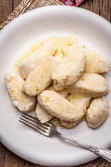 Lazy dumplings with sugar.
