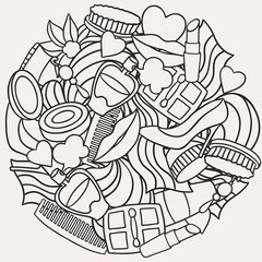 Beauty and fashion background design with cosmetic accessories