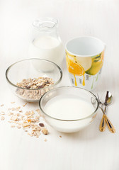 Breakfast with yoghurt and muesli
