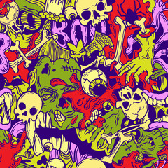Seamless halloween pattern with horror elements - 90178717