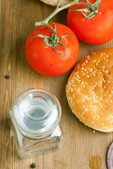 Fresh tomatos and burger's bun