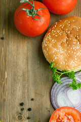 Fresh tomatos and burger's bun