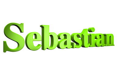 3D Sebastian text on white background