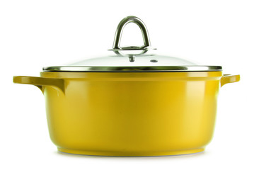Steel pot isolated on white background