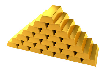 gold bars on white background
