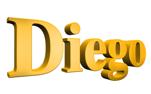 3D Diego text on white background