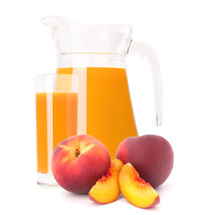 Peach fruit juice in glass jug