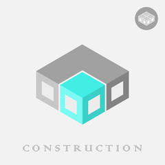 Isometric cube blocks construction