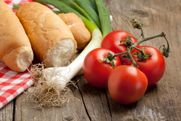 Fresh bread and vegetables