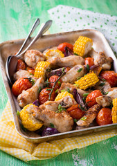 Roasted chicken with vegetables