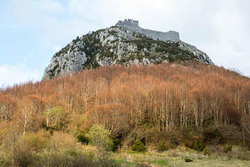 Fototapeta na wymiar Montsegur castle in French Pyrenees