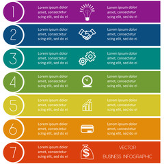 Infographic template from Colourful strips seven positions