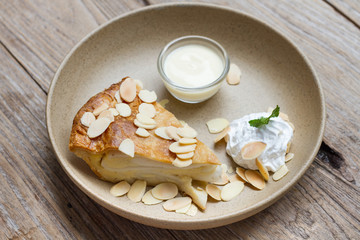 Coconut Pie cream on wood background