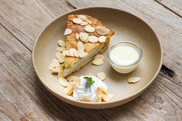 Coconut Pie cream on wood background