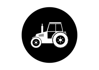 Black and white tractor icon on white background
