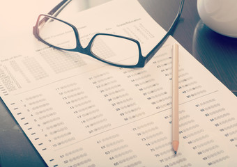 Filled standardized test form