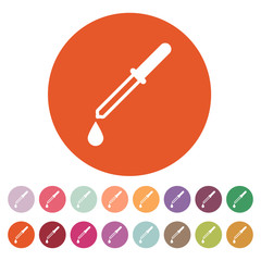The pipette icon. Dropper and eyedropper, analysis, chemistry symbol. Flat