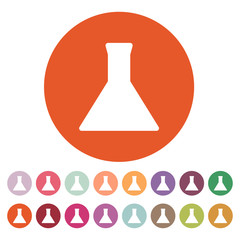 The test-tube icon. Flask and chemical, analysis, chemistry, laboratory symbol. Flat