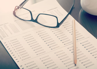 Empty standardized test form