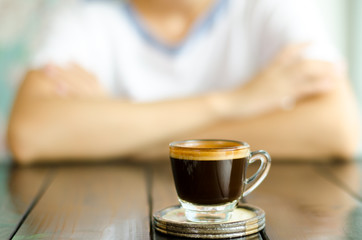 The cup of coffee ready to drink