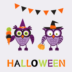 Obraz premium An illustration of cute halloween owls 