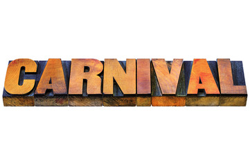 carnival word in wood type