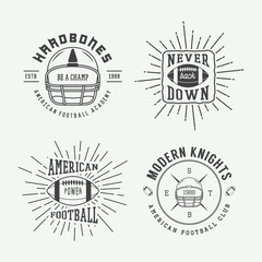 Set of vintage rugby and american football labels, emblems and l