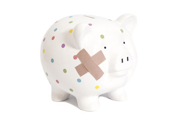 Bandaged piggy bank