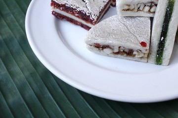 Indian sweets on banana leaf