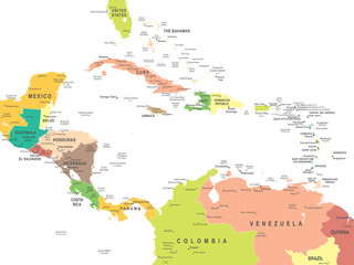 
Central America map - highly detailed vector illustration.