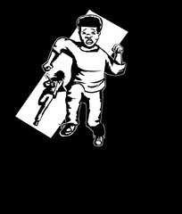 Outline of Scared Child Being Chased