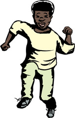 Isolated Smiing Running Teenager