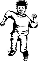 Outlined Angry Running Teenager