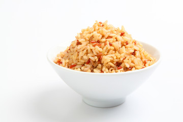 Bowl of cooked mixed rice