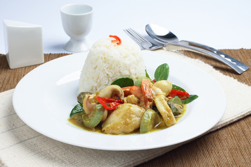 Fried rice with green curry, Thai Food