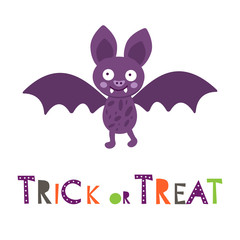 Halloween card with cute little bat