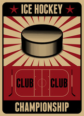 Fototapeta premium Ice Hockey typographical vintage style poster. Retro vector illustration.