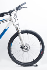Blue mountain bike isolated on a white background