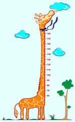 Kids height scale in giraffe vector illustration