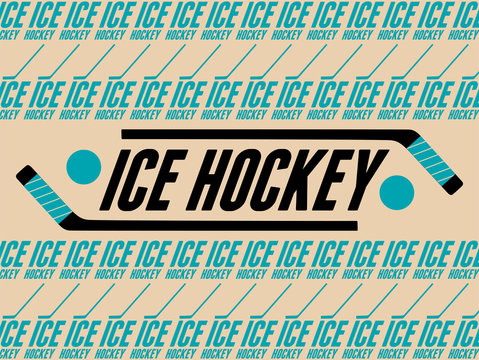 Ice Hockey typographical vintage style poster with labels. Retro vector illustration.