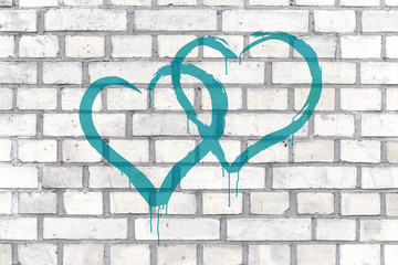 Graffiti Hearts rendered on a wall background