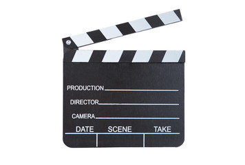 Close-up of a classical movie clapper ready to record a new