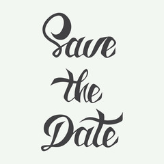 Save the Date card template with hand drawn unique typography fo