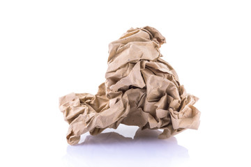 Crumpled paper on white background