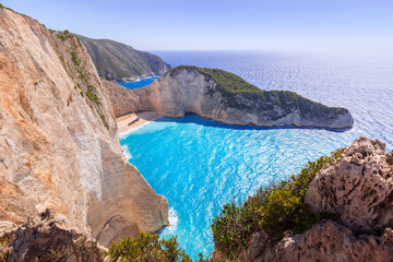 Obraz premium Beautiful Navagio Beach (Shipwreck beach) on Zakynthos Island, Greece