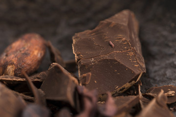Chopped chocolate with cacao