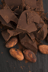 Chopped chocolate with cacao