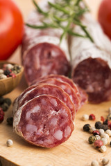 slices of spanish pork sausage