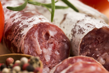 slices of spanish pork sausage