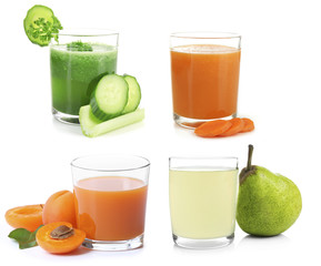 Different juices, isolated on white